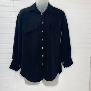 NWT Venti6 Black 8 Button Shirt Black Small